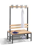 Garderobenbank doppelseitig mit Schuhrost und Hakenleiste